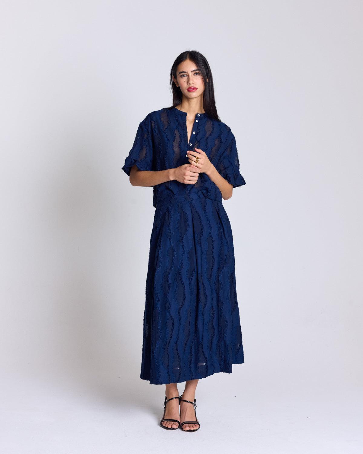 Manuela navy blue skirt by BALZAC PARIS