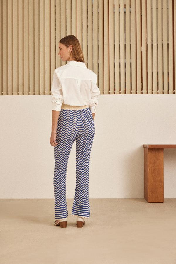 Marble pants with navy stripes by BALZAC PARIS