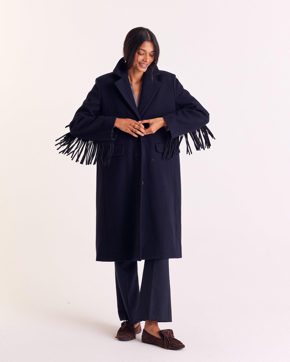 Marcella navy blue coat by BALZAC PARIS