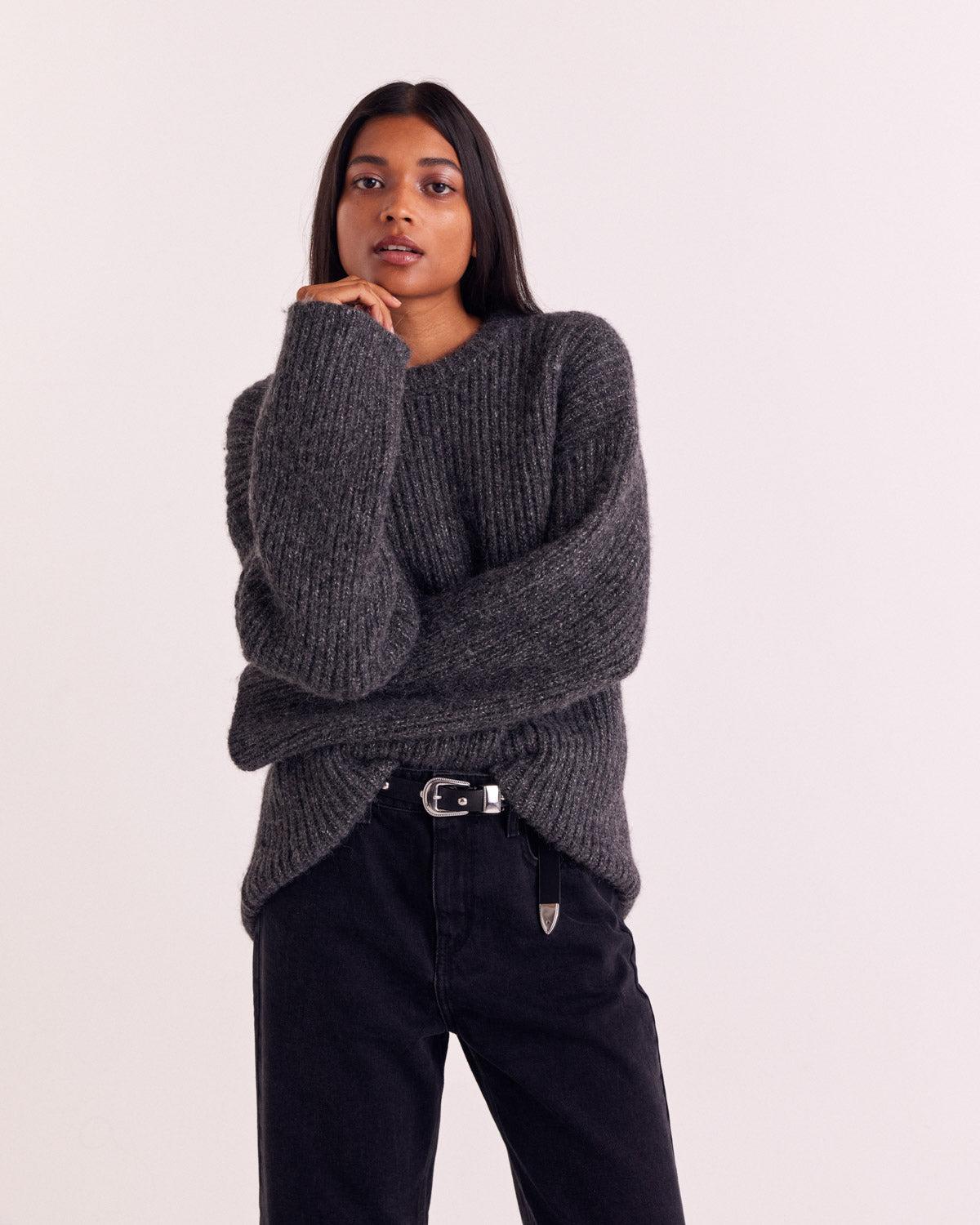 Marled Dark Grey Alyssa Sweater by BALZAC PARIS