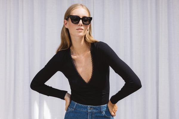 Matthew black bodysuit by BALZAC PARIS