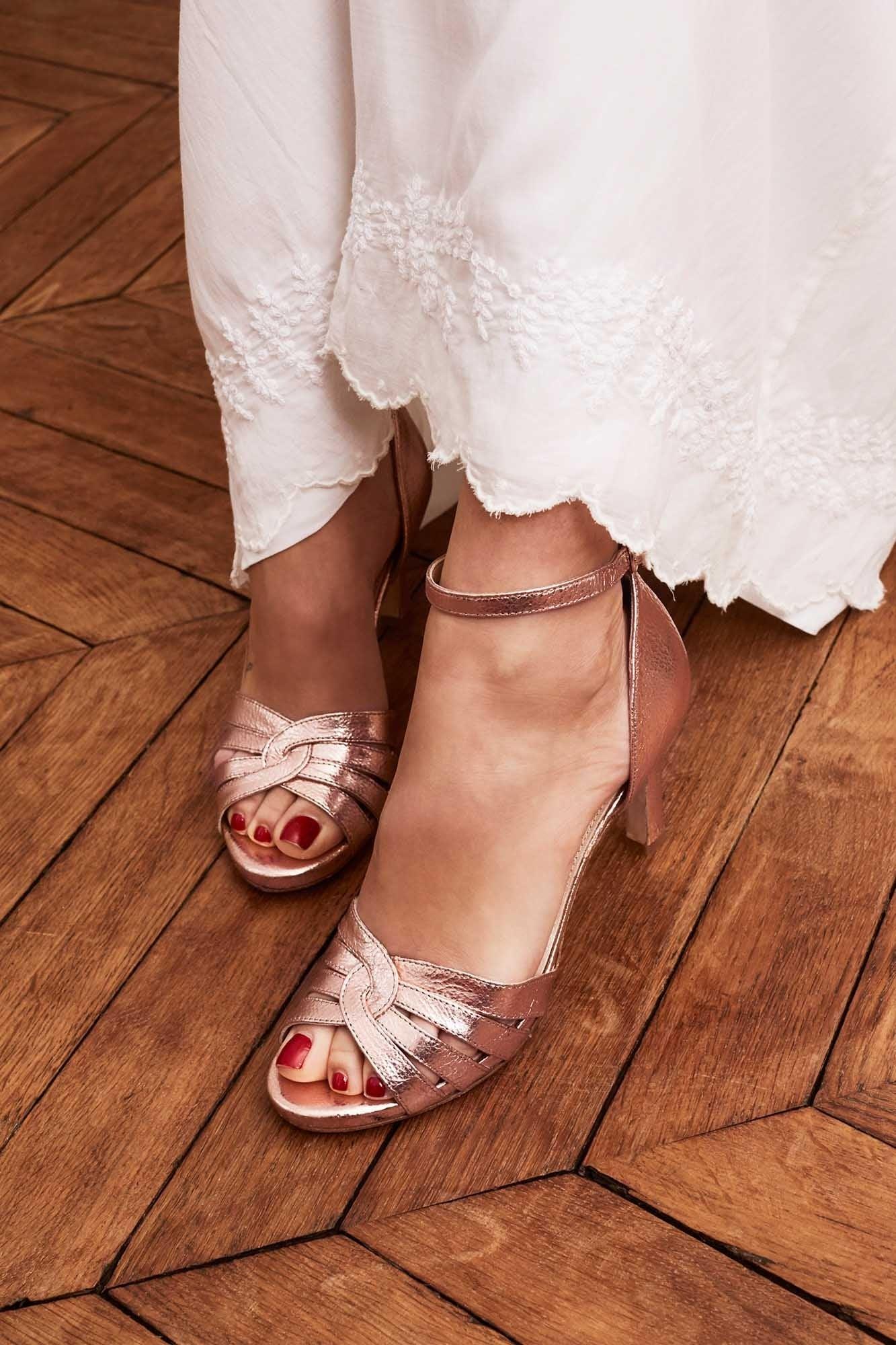 Metallic pink Frances sandals by BALZAC PARIS