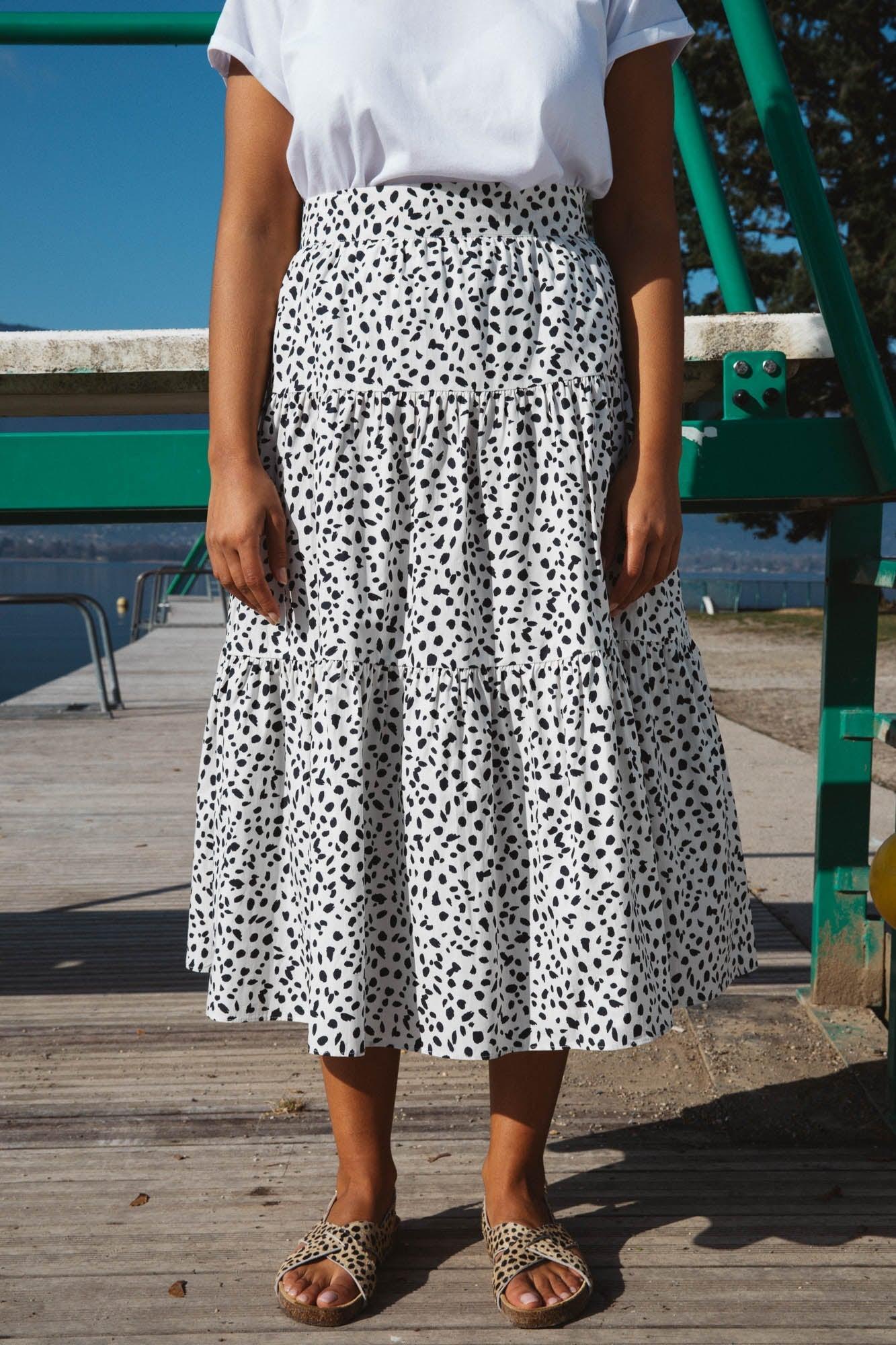 Miel skirt with black spotted print by BALZAC PARIS
