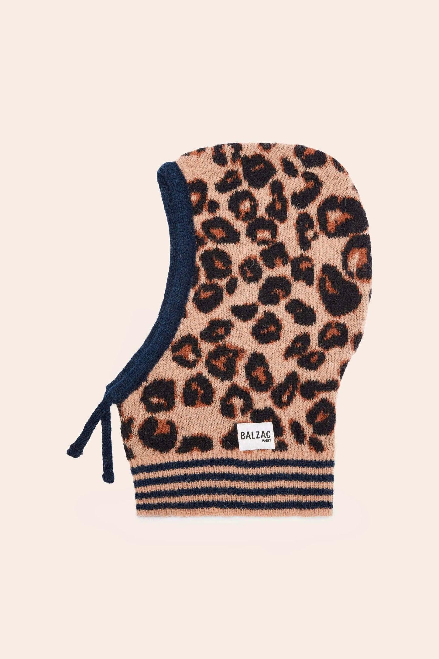 Miller balaclava with navy and leopard stripes by BALZAC PARIS