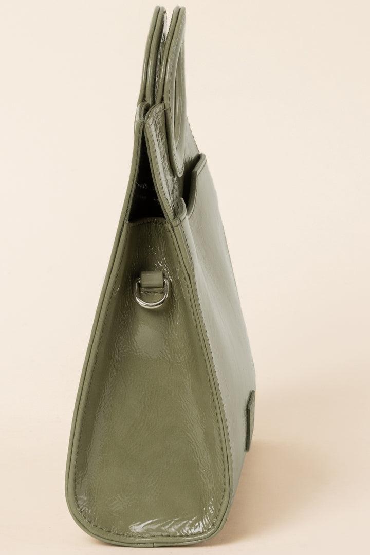 Mini bag Gaïa crinkled varnish olive by BALZAC PARIS