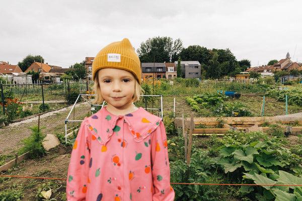 Mirabelle pink dress with vegetable print by BALZAC PARIS