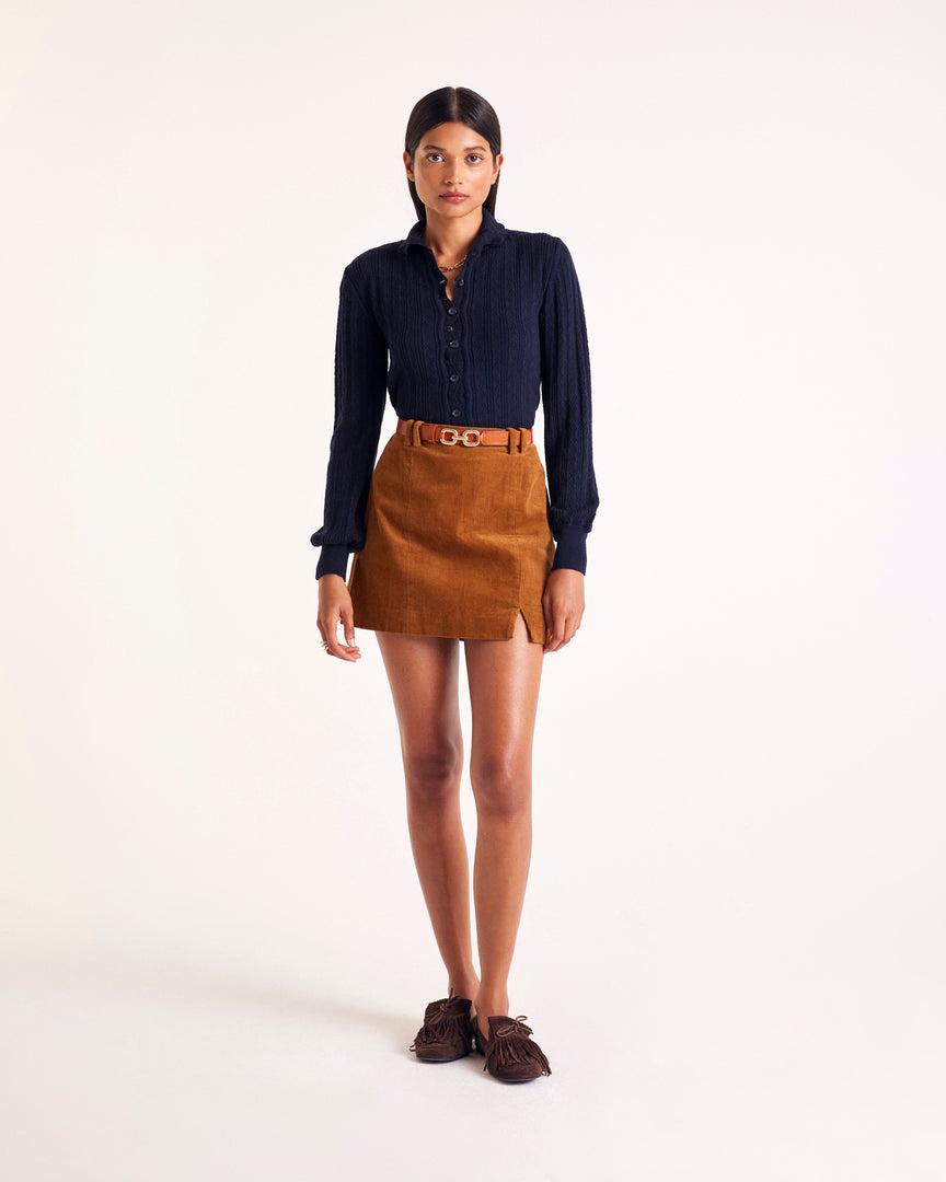 Monica camel velvet skirt by BALZAC PARIS