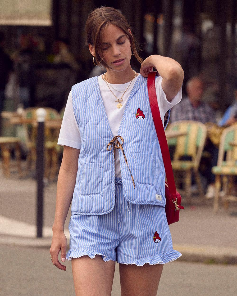 My Melody blue and white striped Nuance cardigan by BALZAC PARIS