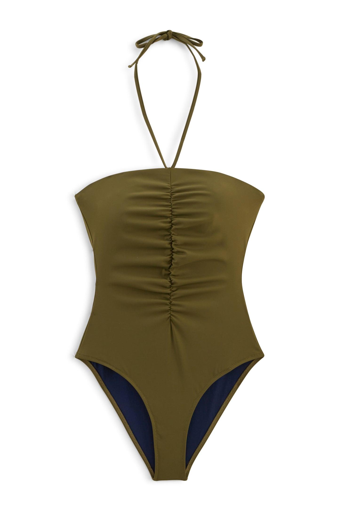 Natalia khaki one-piece swimsuit by BALZAC PARIS