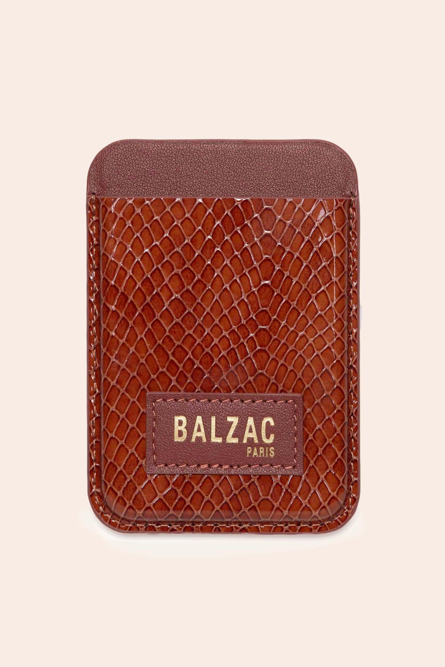 Native Union x BP embossed cognac leather card holder by BALZAC PARIS