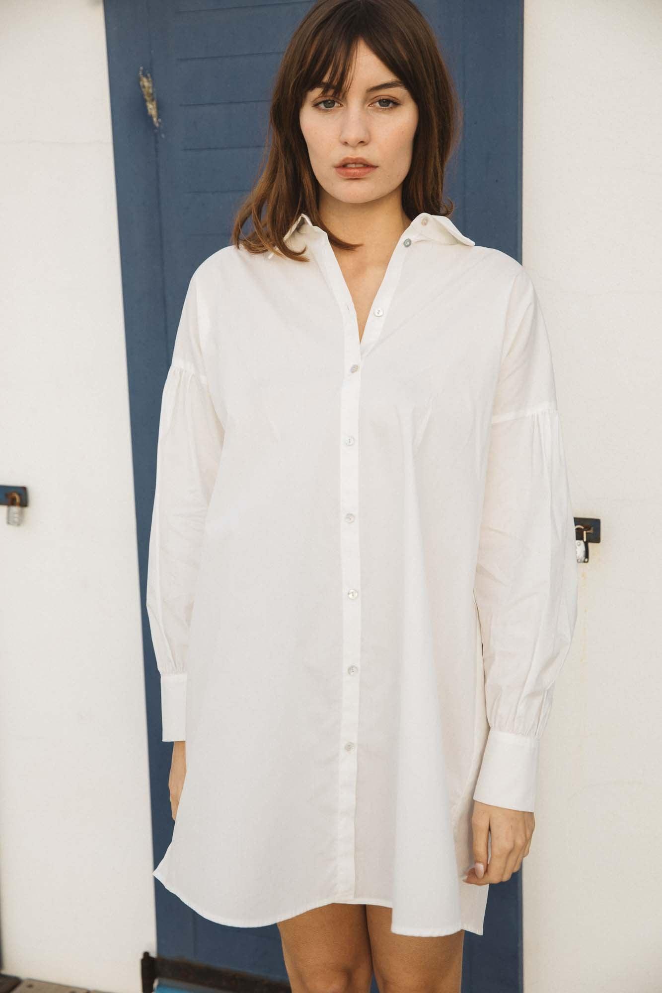 Natural white Voguer shirt dress by BALZAC PARIS