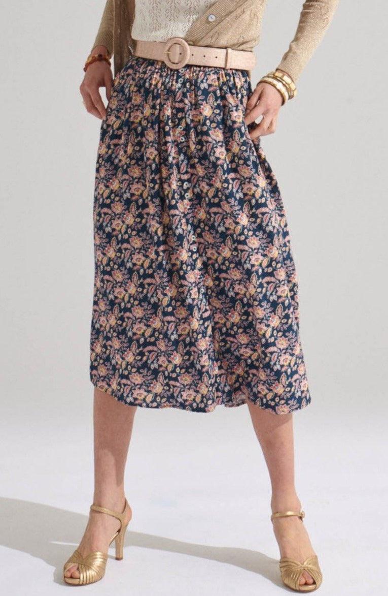 Navy Indian Sally skirt by BALZAC PARIS