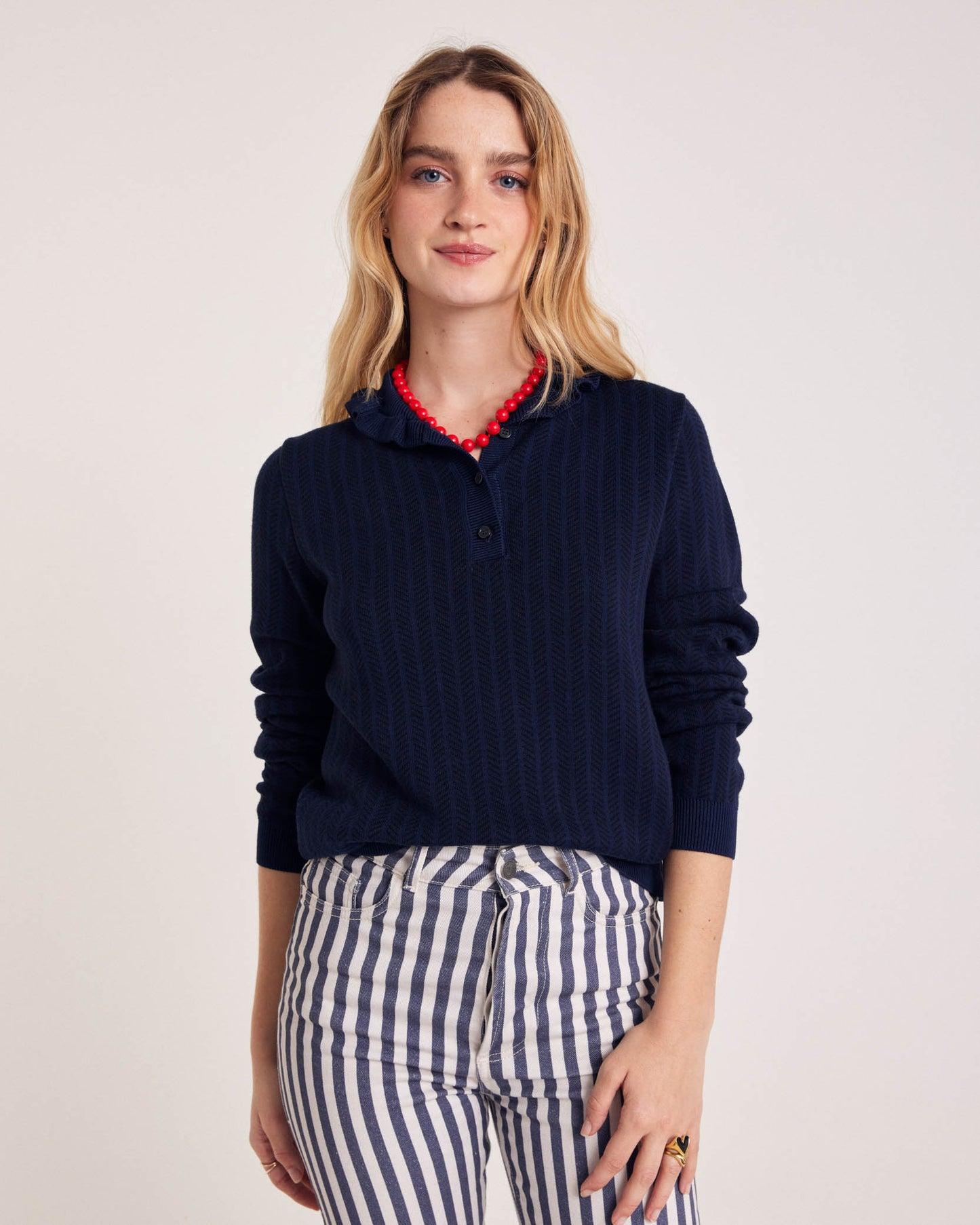 Navy Tadeo Polo Shirt by BALZAC PARIS