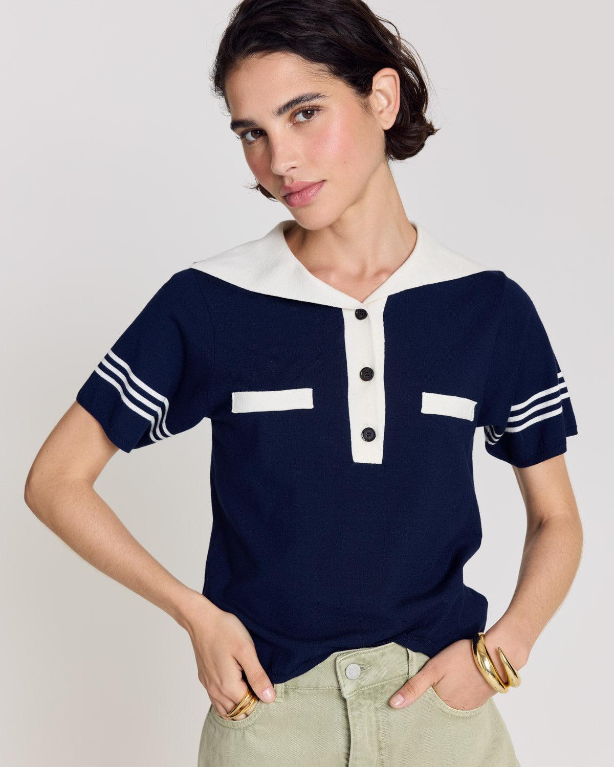 Navy and white Milan Polo by BALZAC PARIS