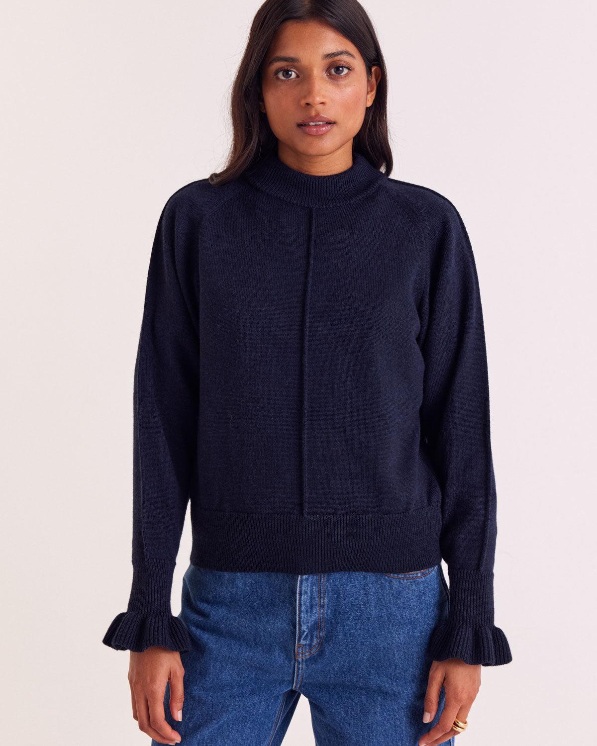 Navy blue Solène sweater by BALZAC PARIS
