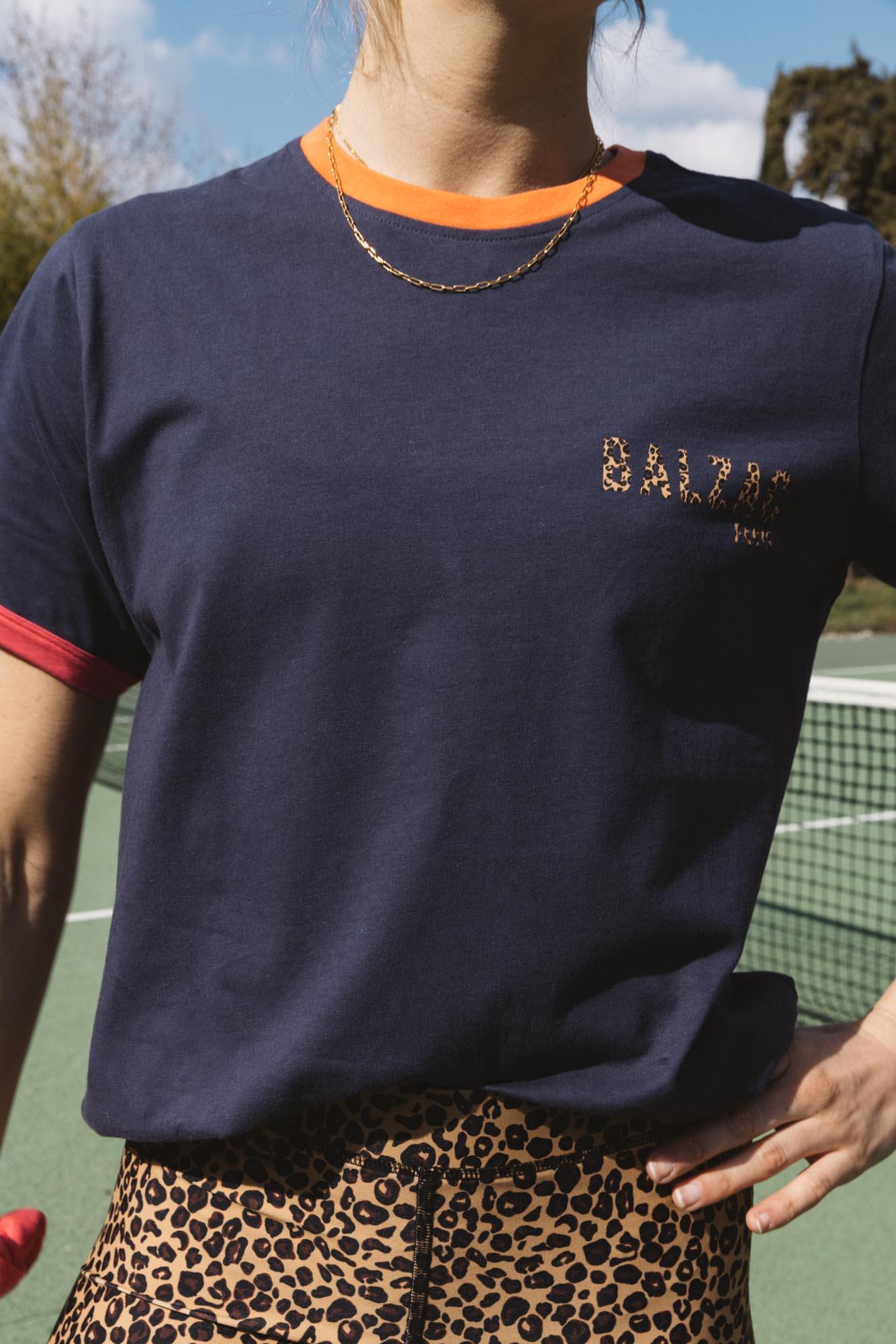 Navy, fuchsia and orange Bree t-shirt by BALZAC PARIS