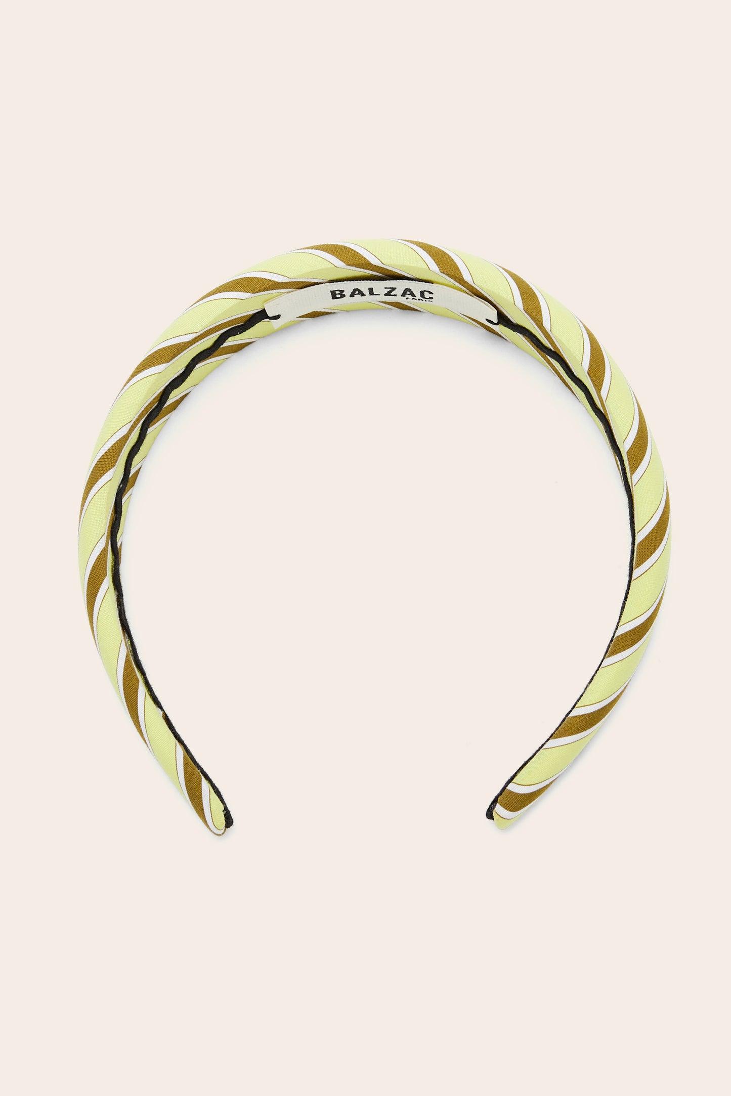Nelly headband with yellow and khaki stripes by BALZAC PARIS