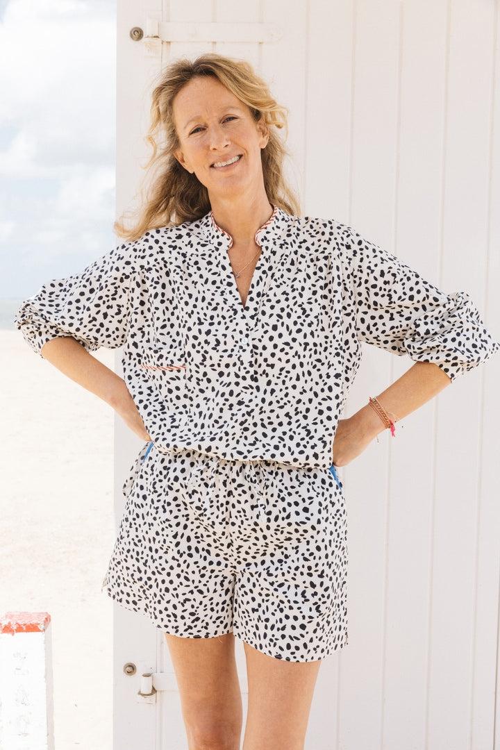 Nonante three black and white blouse by BALZAC PARIS