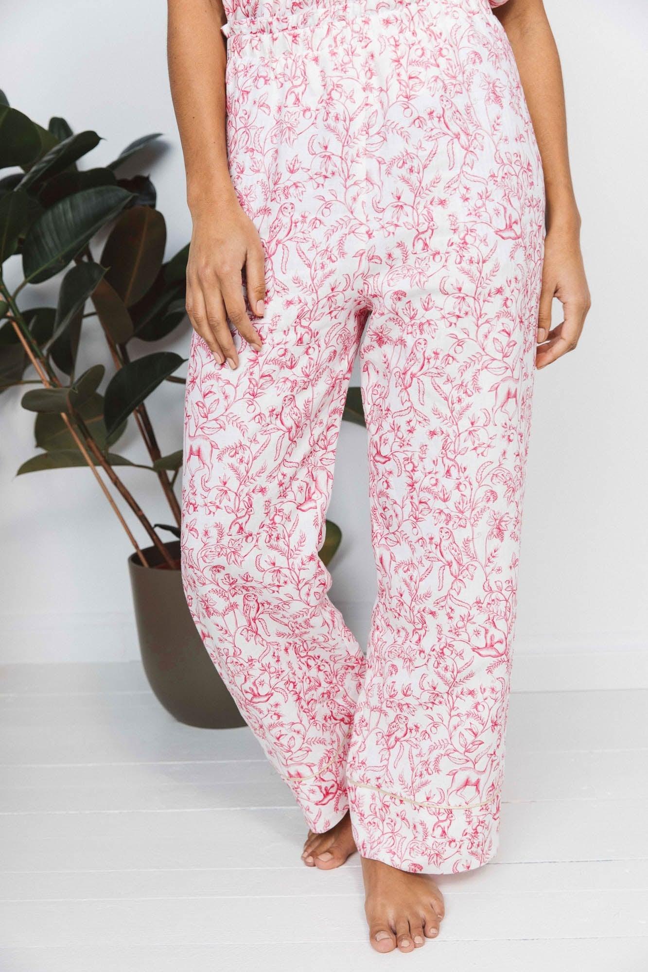 Onirique trousers in toile de Jouy print linen by BALZAC PARIS