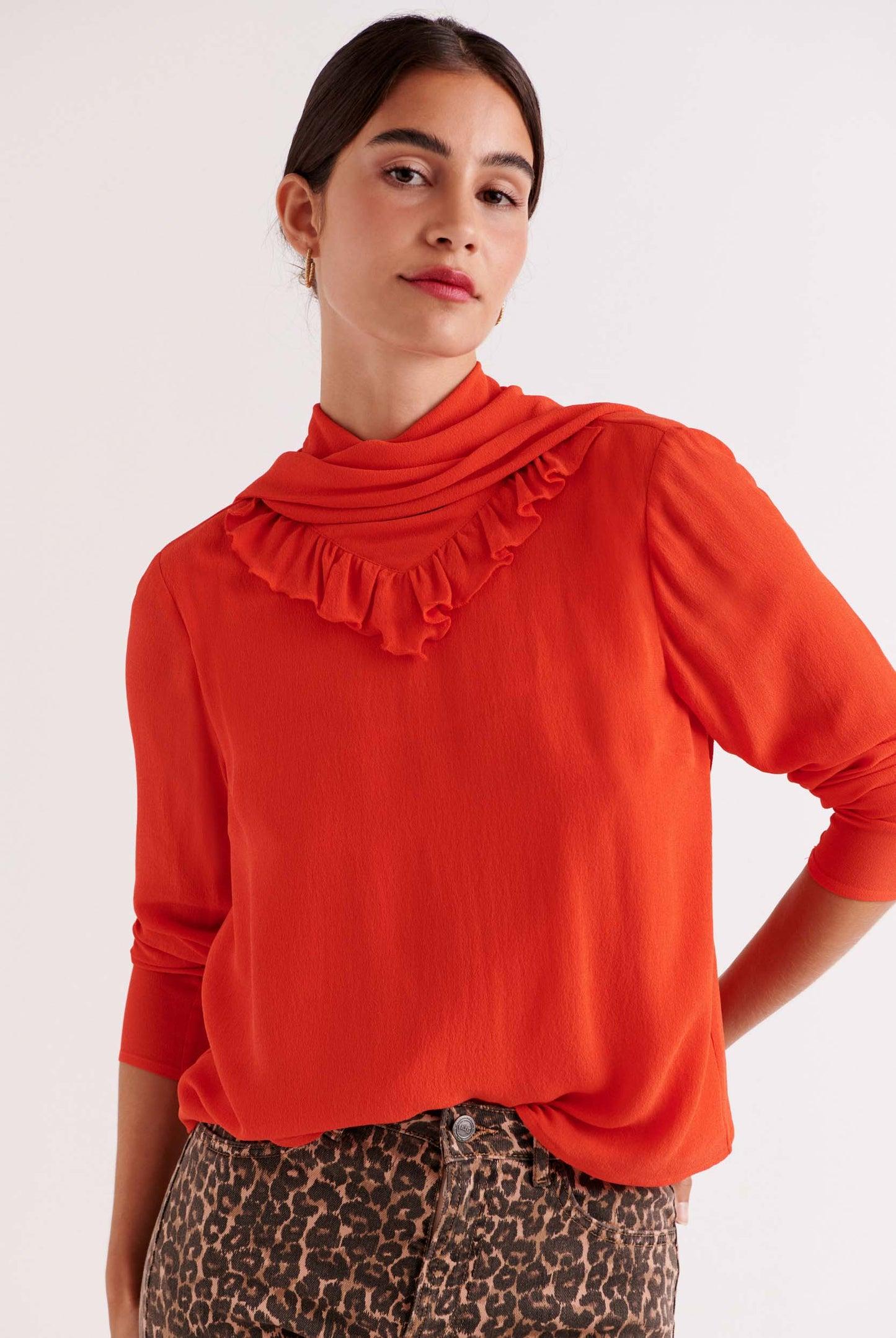 Orange Léontine blouse by BALZAC PARIS