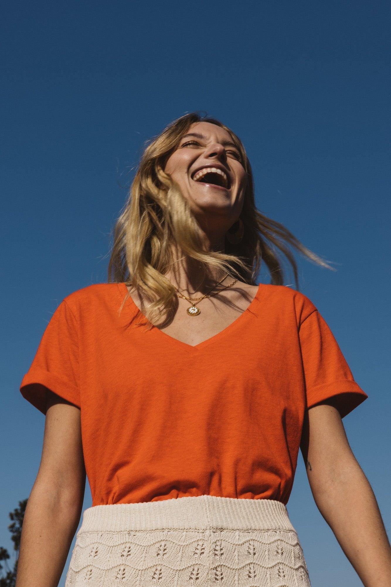Orange-red Penélope t-shirt by BALZAC PARIS