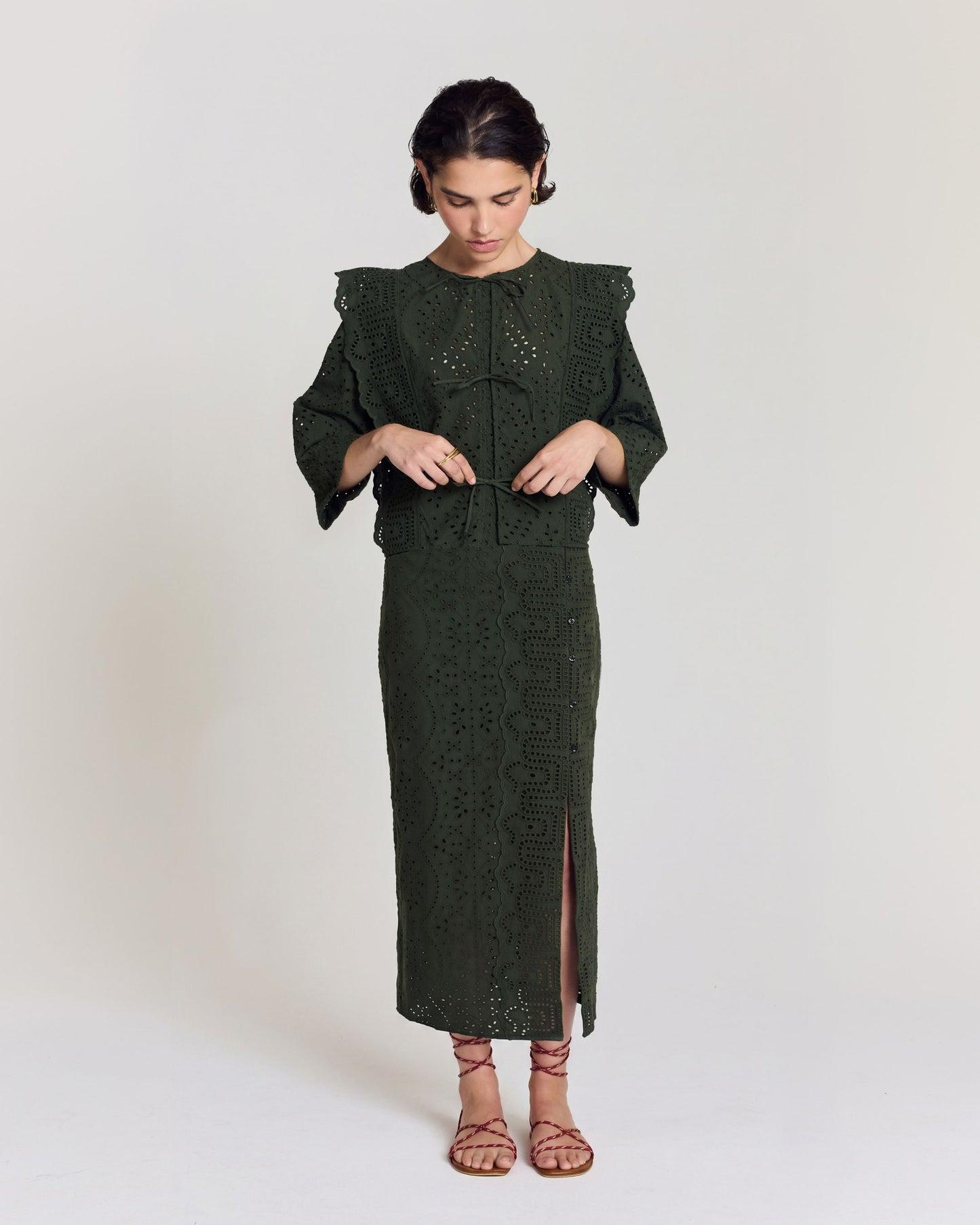 Ottilie khaki skirt by BALZAC PARIS
