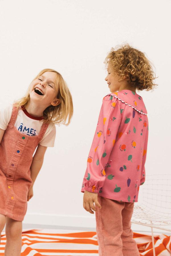Peach pink vegetable print shirt by BALZAC PARIS