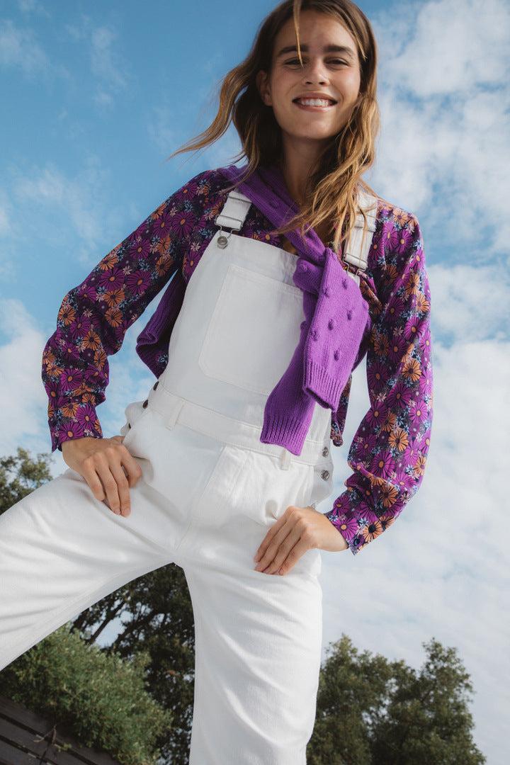 Pearl white Reda dungarees by BALZAC PARIS