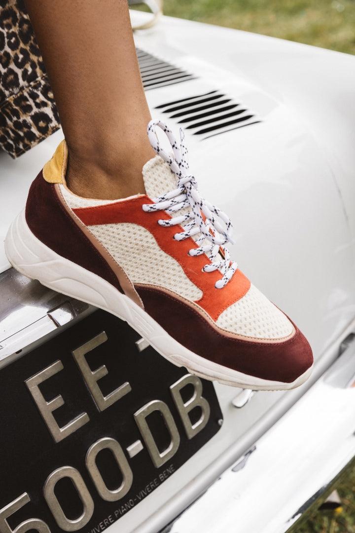 Persienne burgundy and yellow sneakers by BALZAC PARIS