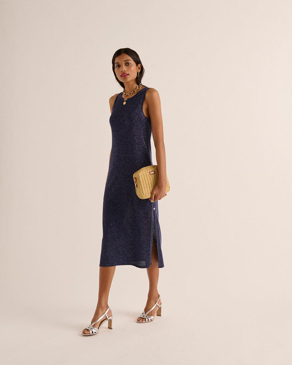 Persil navy iridescent dress by BALZAC PARIS