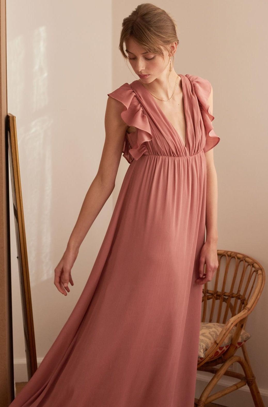 Pink Maverick dress with front neckline by BALZAC PARIS