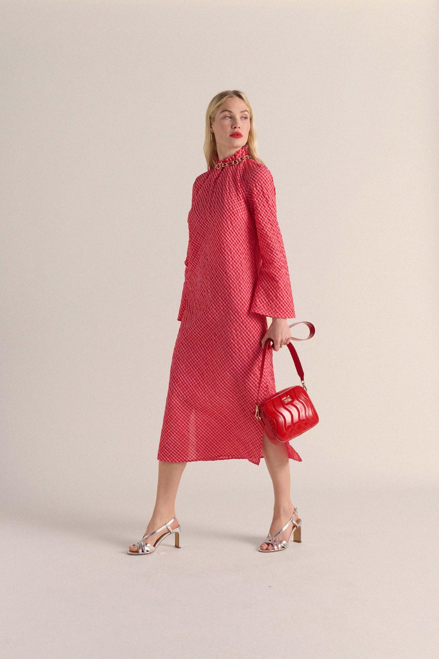 Pink and red gingham Pépite dress by BALZAC PARIS