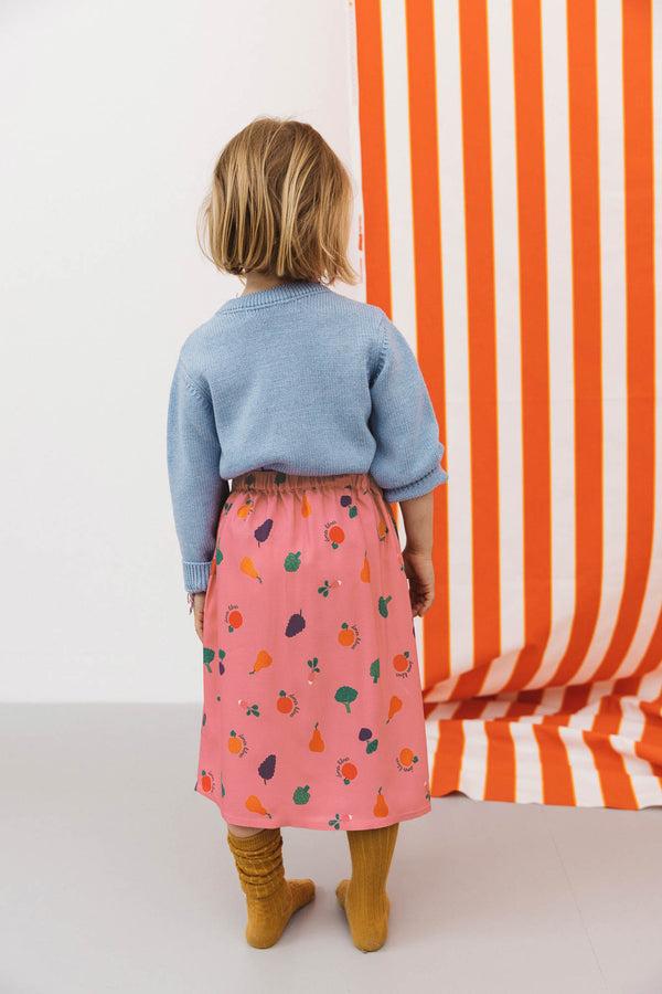 Pink courgette skirt with vegetable print by BALZAC PARIS
