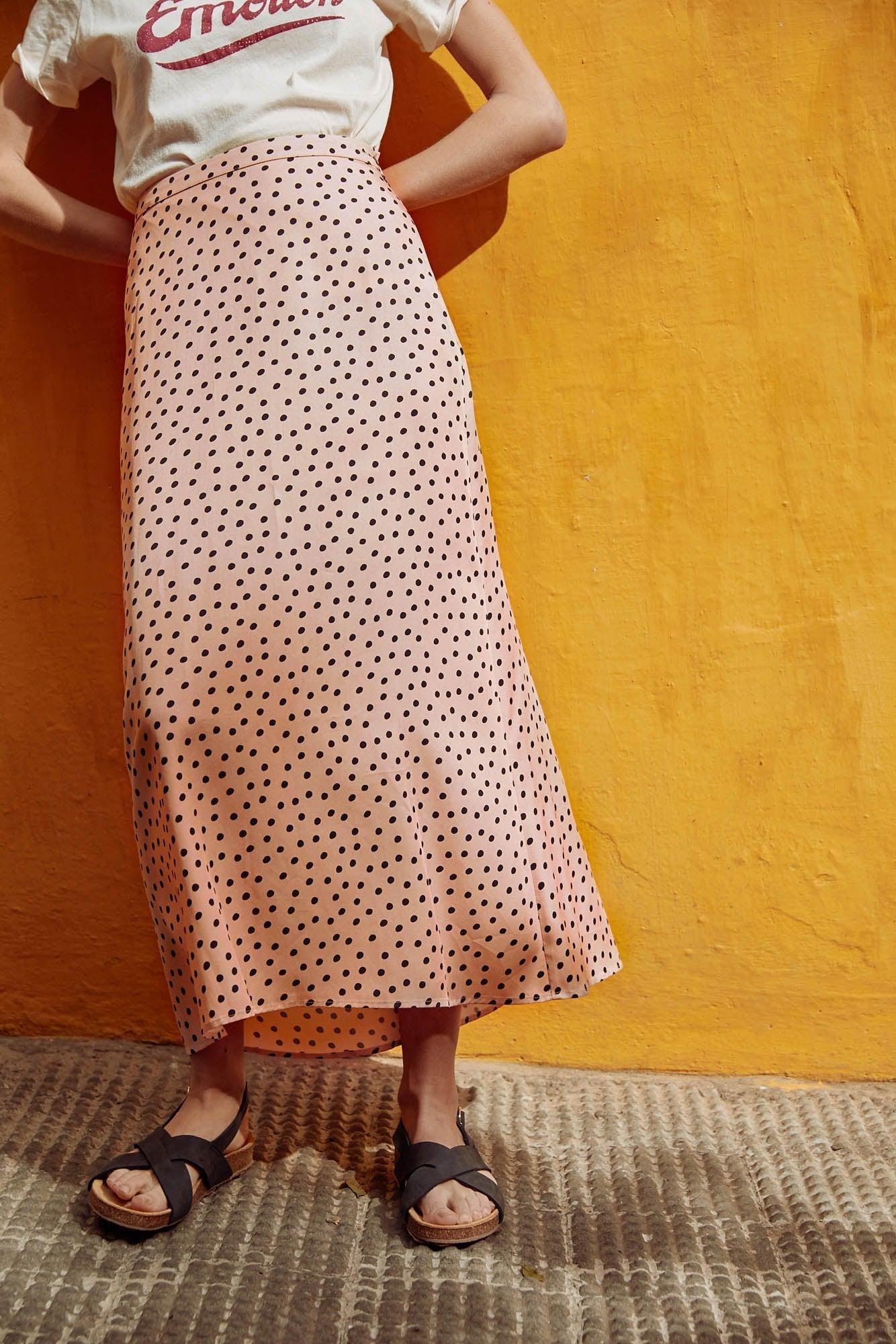 Pink polka dot Erine skirt by BALZAC PARIS