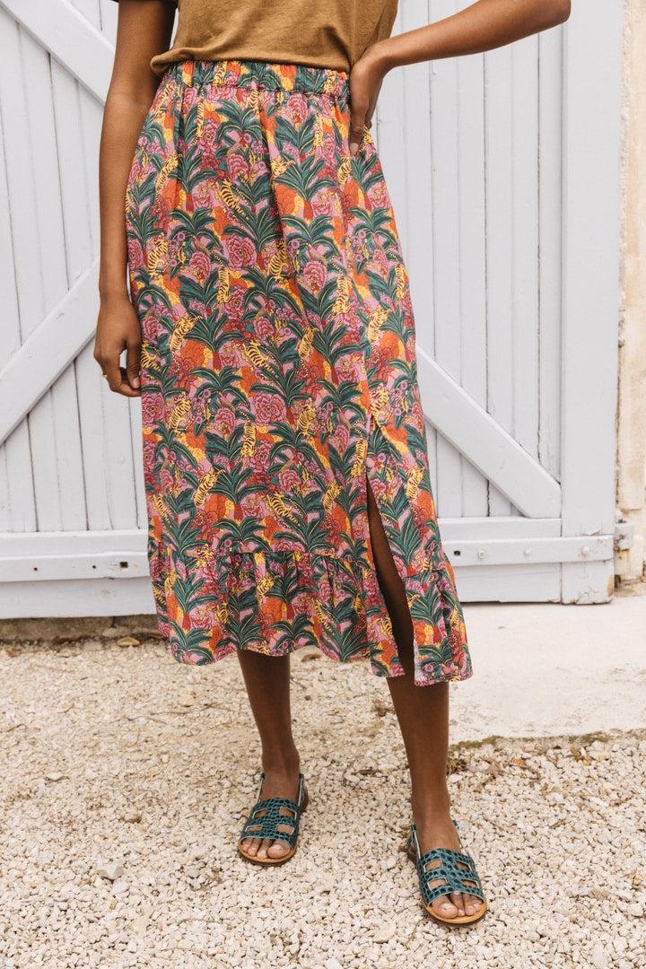 Platine floral tiger print skirt by BALZAC PARIS