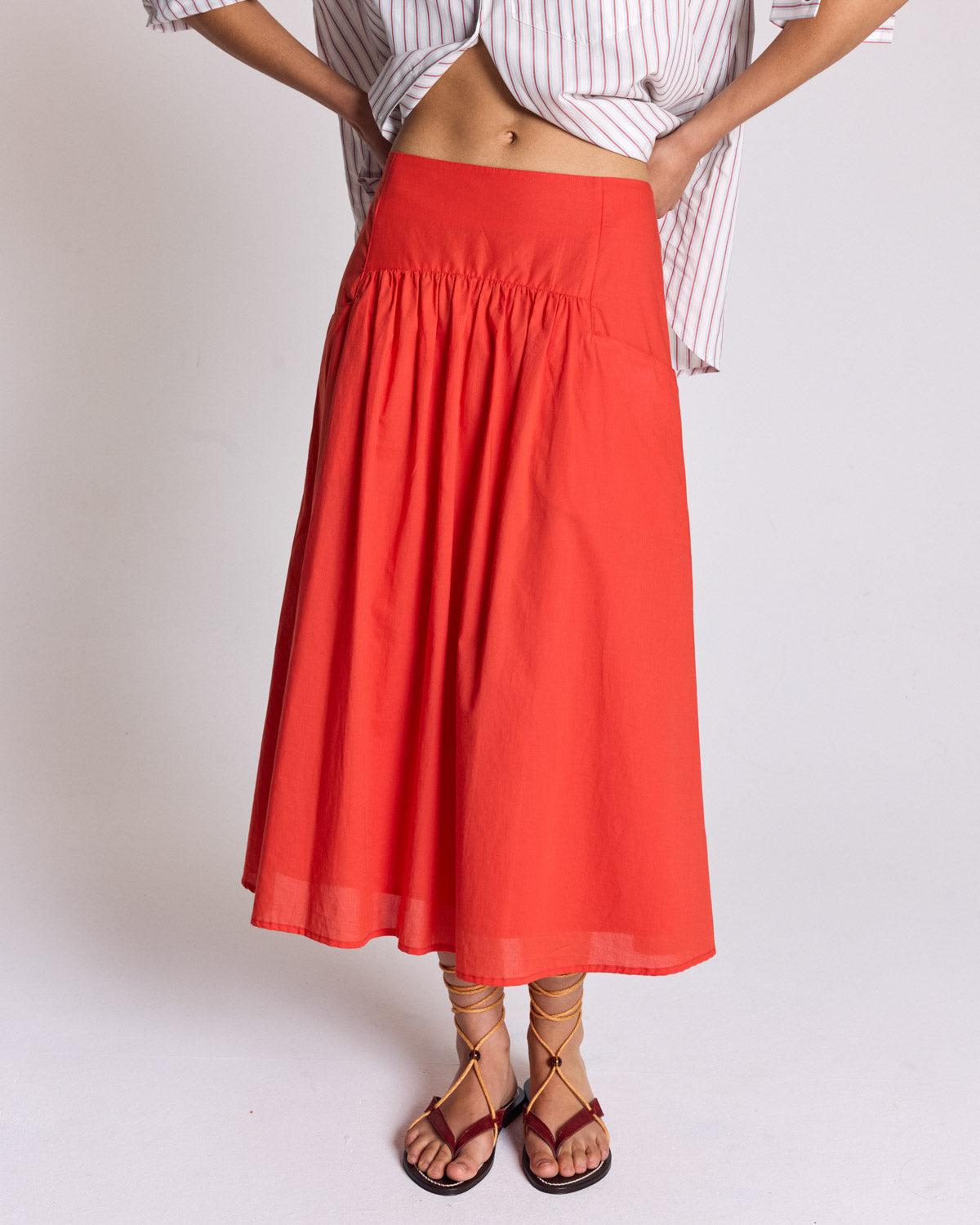 Poppy red Calistelle skirt by BALZAC PARIS