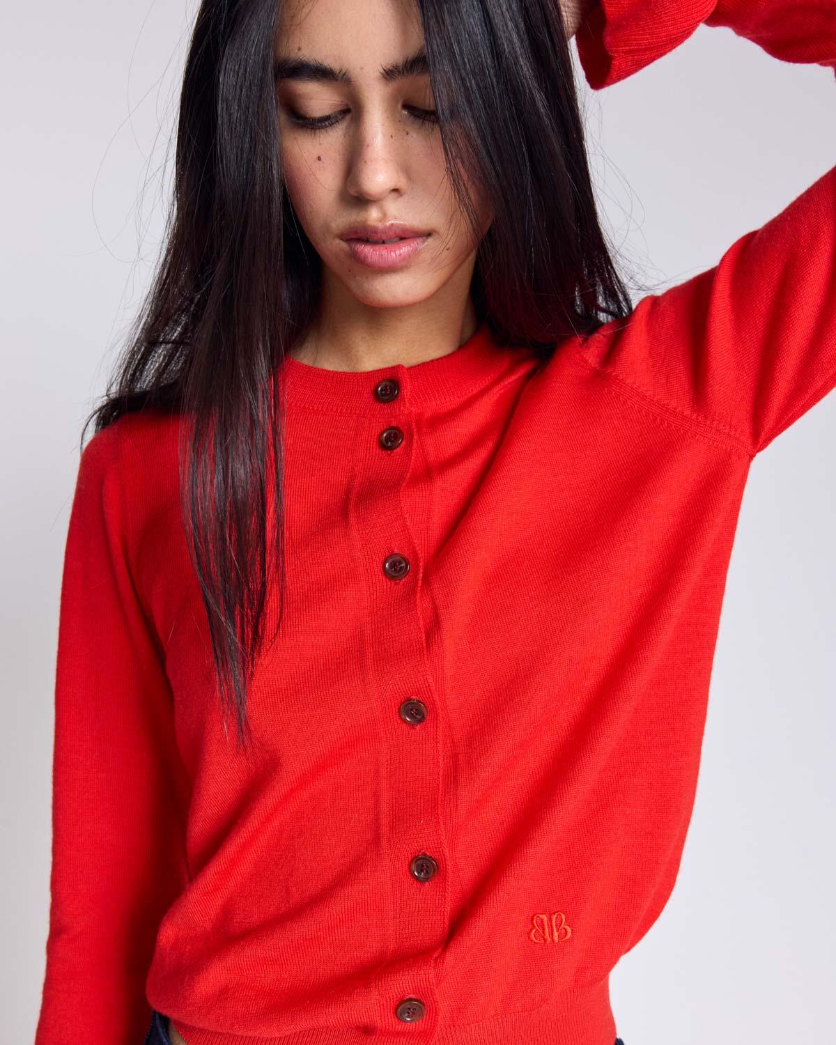 Red Rosalie Cardigan by BALZAC PARIS