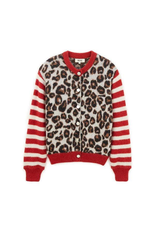 Red and leopard Idole cardigan by BALZAC PARIS
