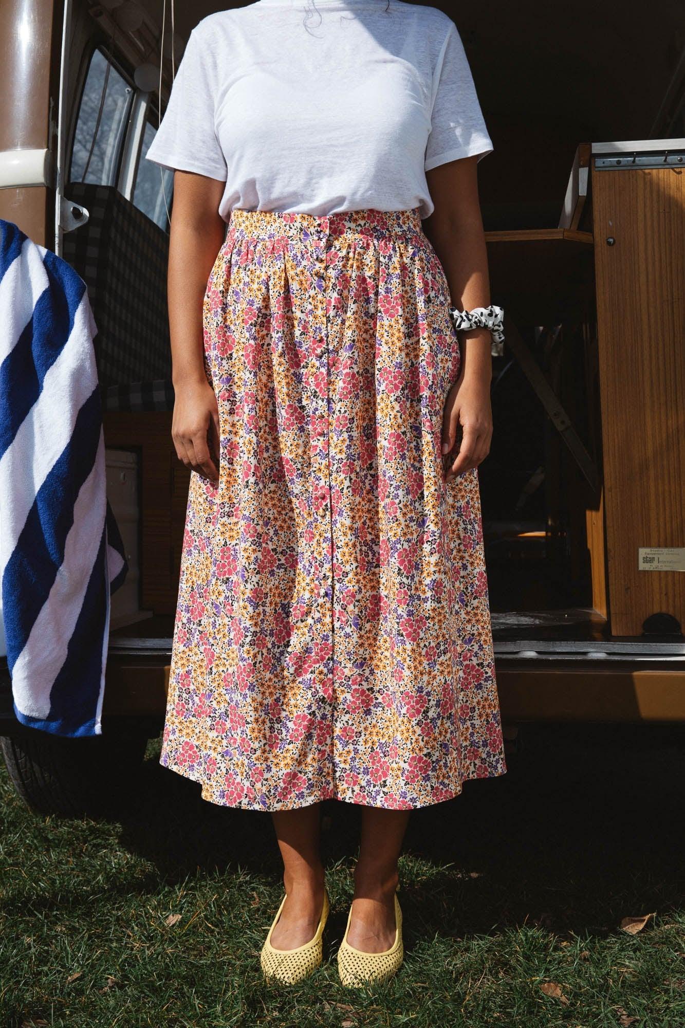 Sally skirt with solar flower print by BALZAC PARIS