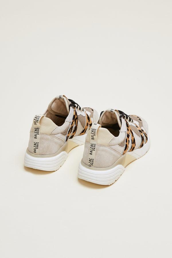 Sand and cheetah Astor sneakers by BALZAC PARIS