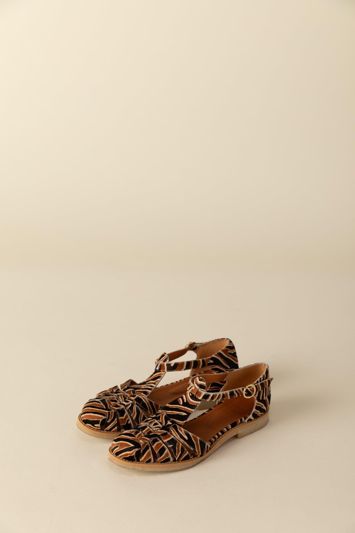 Sandals Théoline pony tiger cognac by BALZAC PARIS