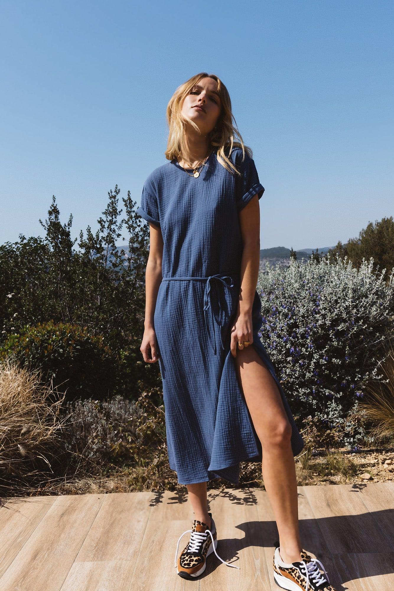 Sentiment dress blue gray by BALZAC PARIS