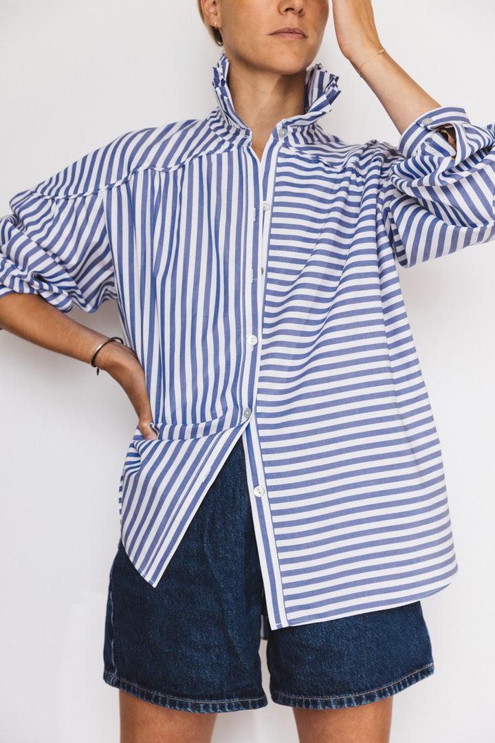 Septante deux white and blue shirt by BALZAC PARIS