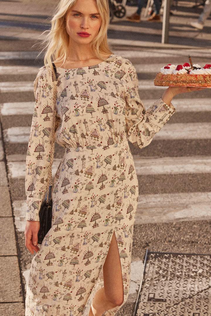 Serene birthday print dress by BALZAC PARIS