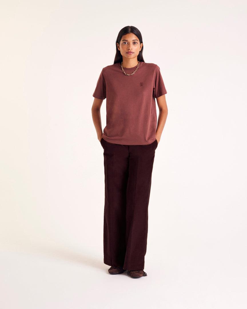 Simeon chocolate velvet trousers by BALZAC PARIS