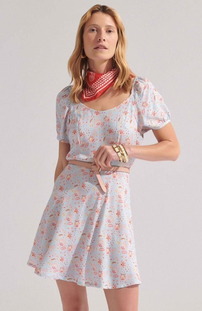 Sky blue Indian Aurélie dress by BALZAC PARIS