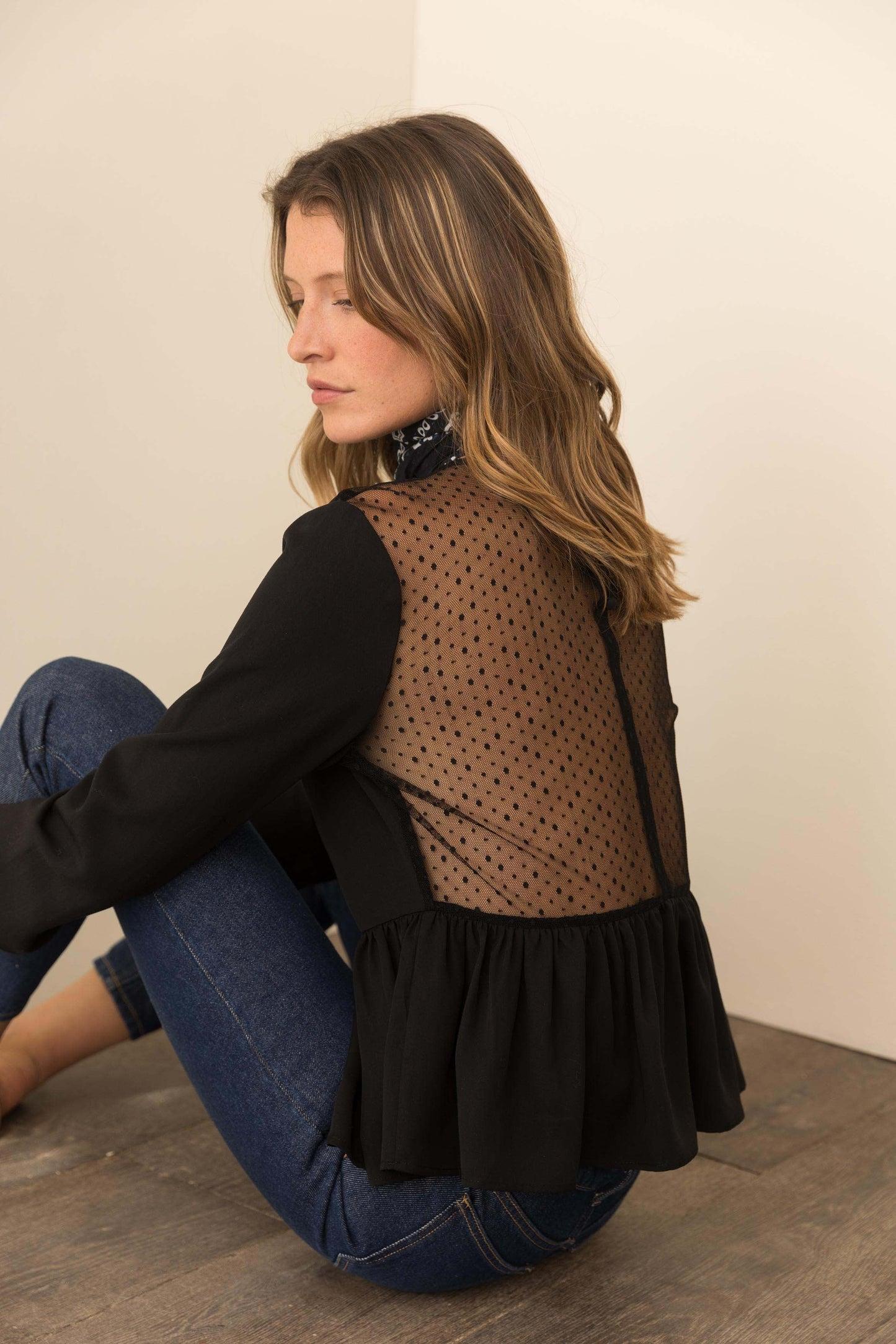 Sofia black blouse by BALZAC PARIS