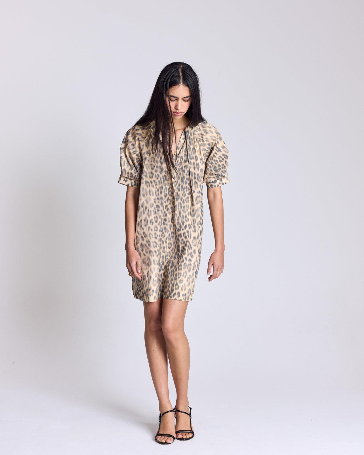 Solane dress, faded leopard print by BALZAC PARIS