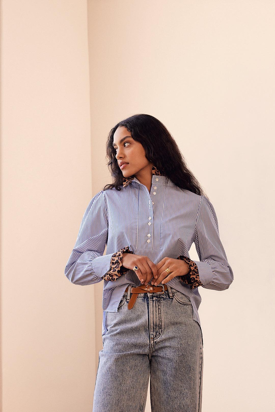 Source leopard and striped blouse by BALZAC PARIS