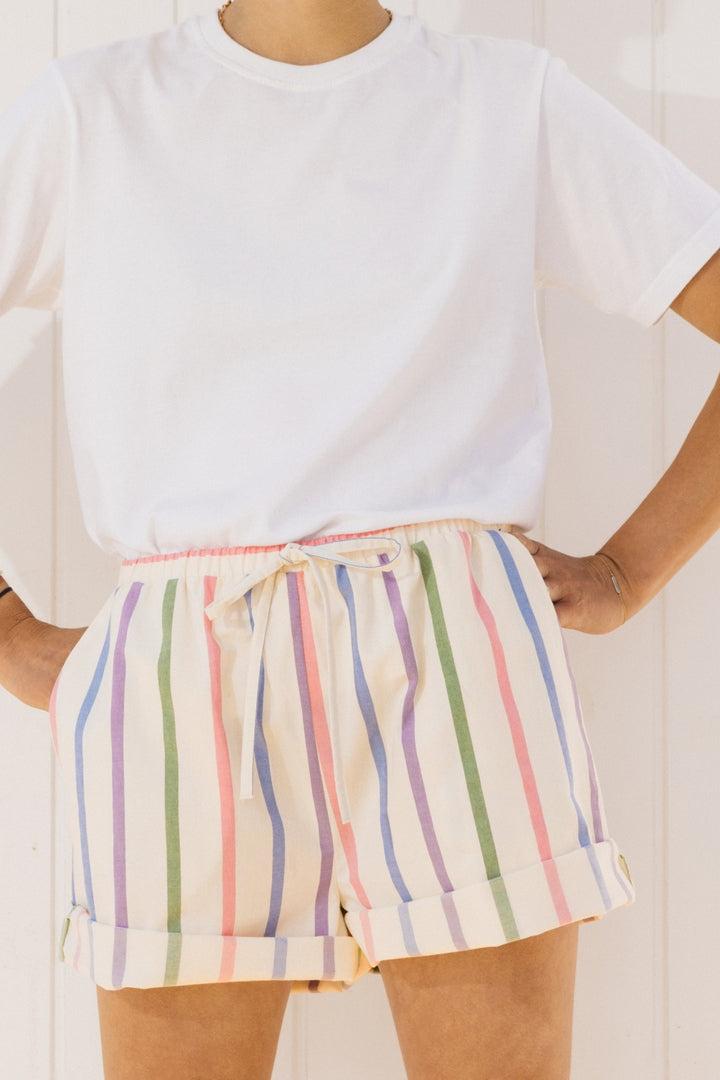 Striped palm tree shorts by BALZAC PARIS